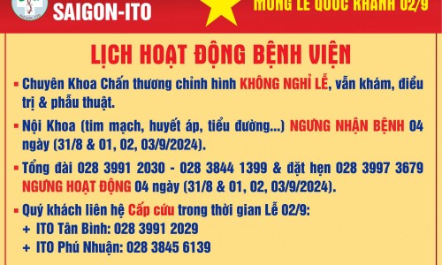 LỊCH HOẠT ĐỘNG BỆNH VIỆN LỄ QUỐC KHÁNH 02/9